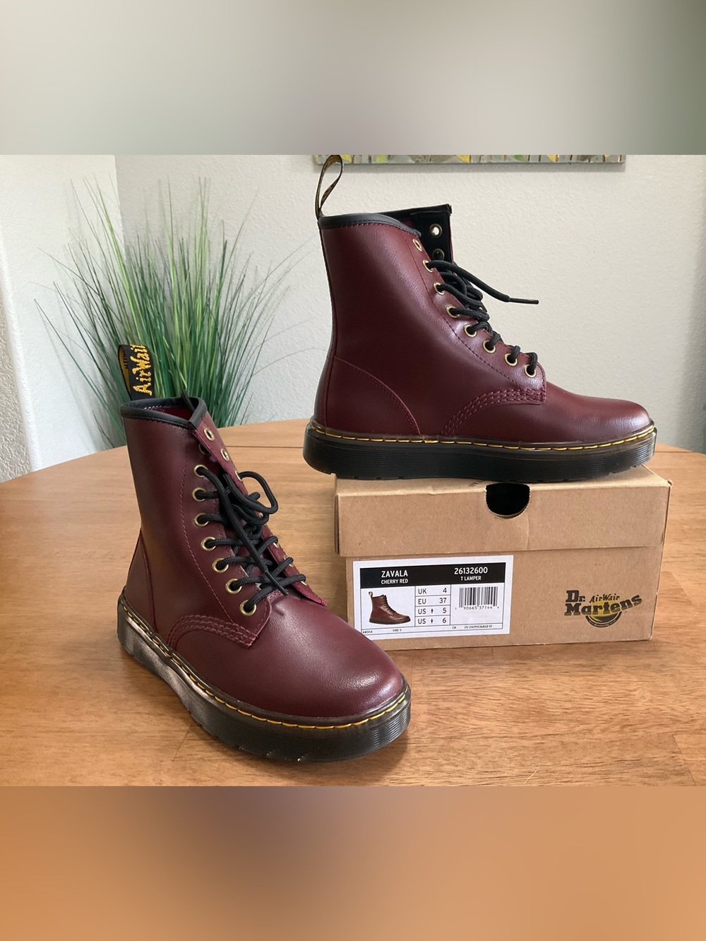 NIB Dr. Martens Cherry Red Zavala Leather Combat Boot